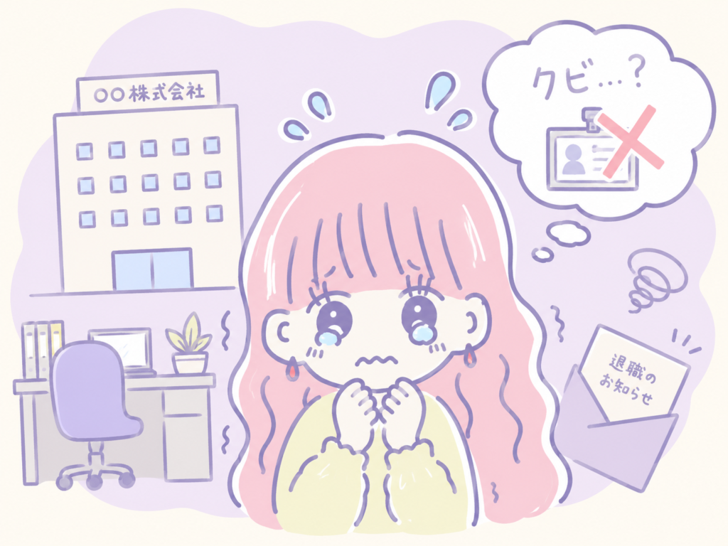 会社をクビになるかもしれないと怯えているセキララ子