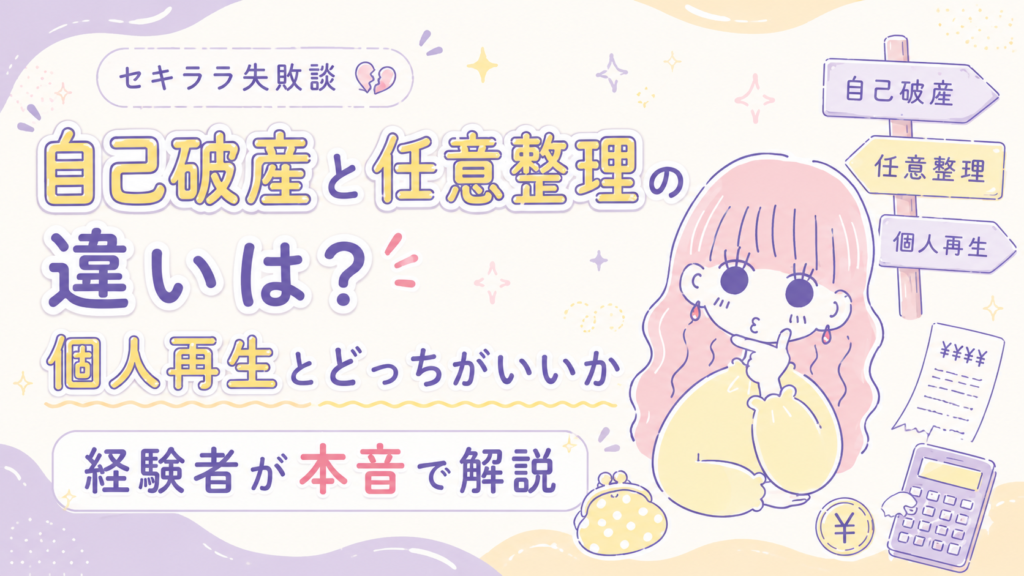 自己破産と任意整理の違いを解説するセキララ子